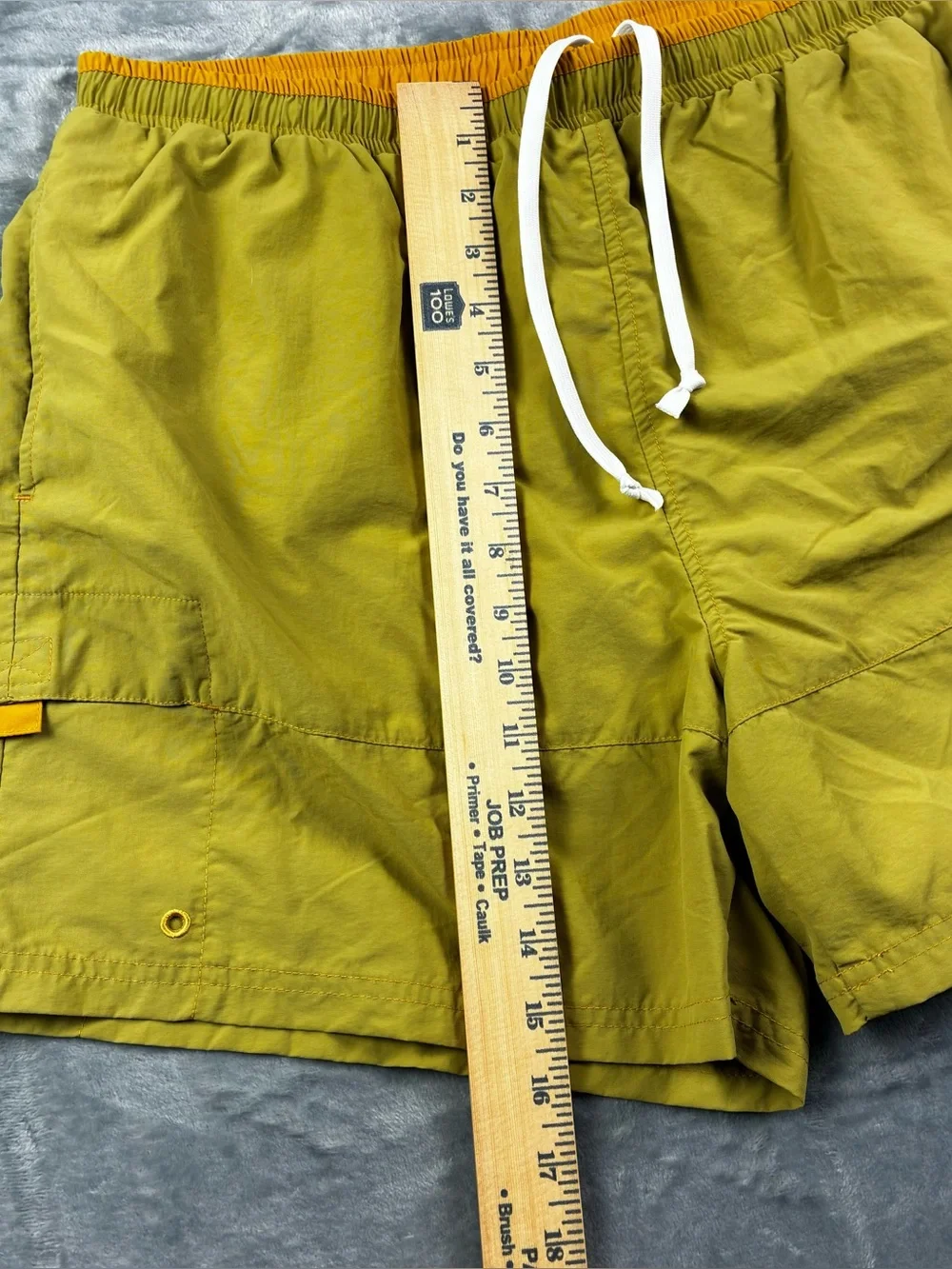 Territory Ahead Swim Trunks Size Large Olive Green Mesh Lined Pockets Drawstring